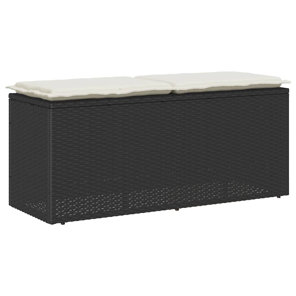 Dārza Sols Ar Spilvenu Melns 110X40X44 Cm Polirotangpalmas