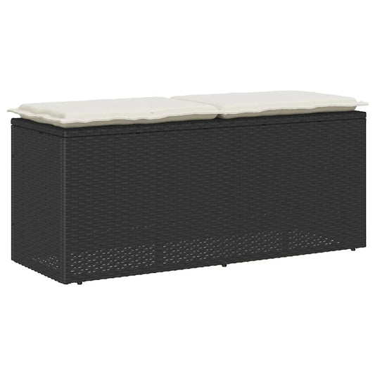 Dārza Sols Ar Spilvenu Melns 110X40X44 Cm Polirotangpalmas