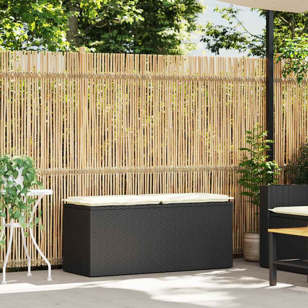 Dārza Sols Ar Spilvenu Melns 110X40X44 Cm Polirotangpalmas