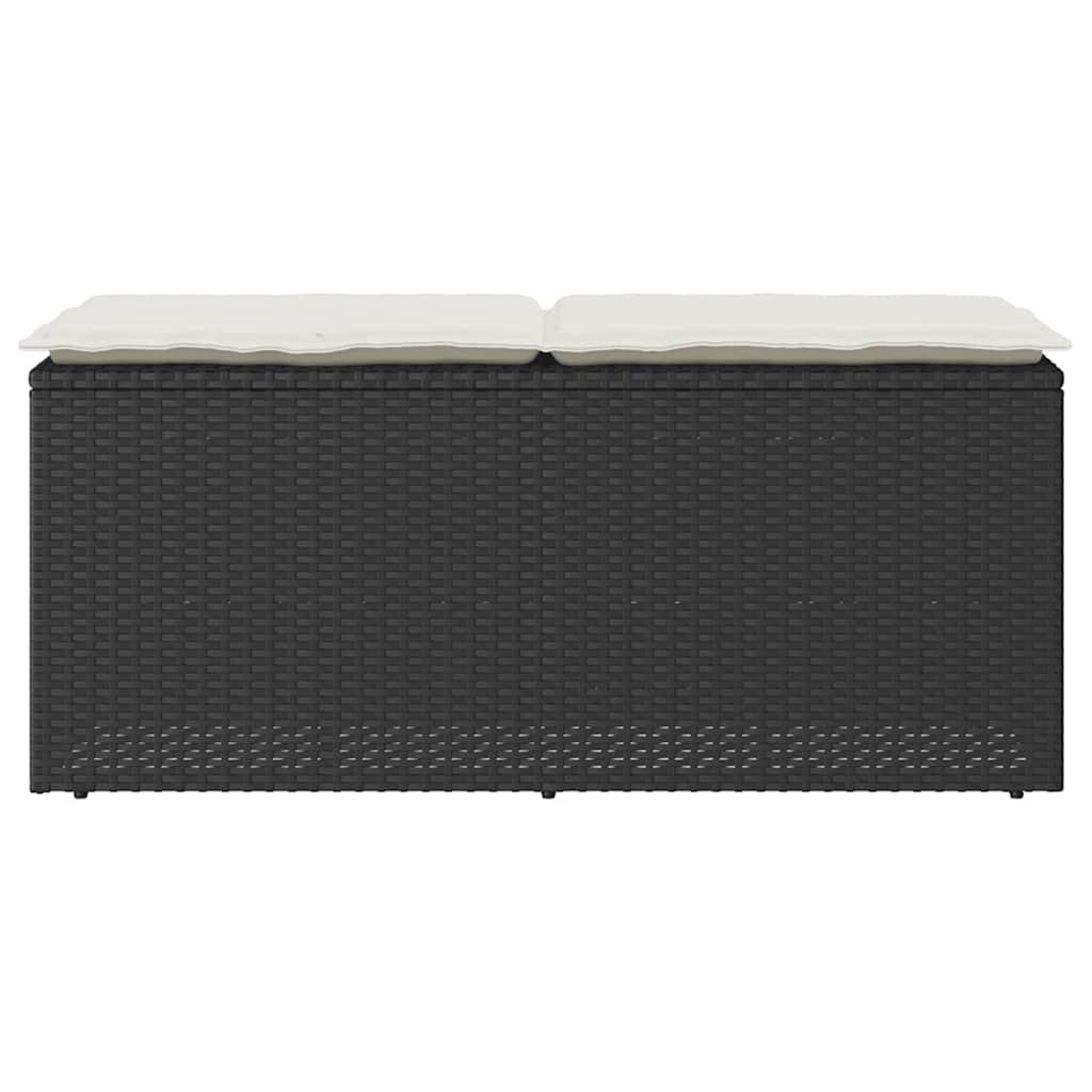 Dārza Sols Ar Spilvenu Melns 110X40X44 Cm Polirotangpalmas