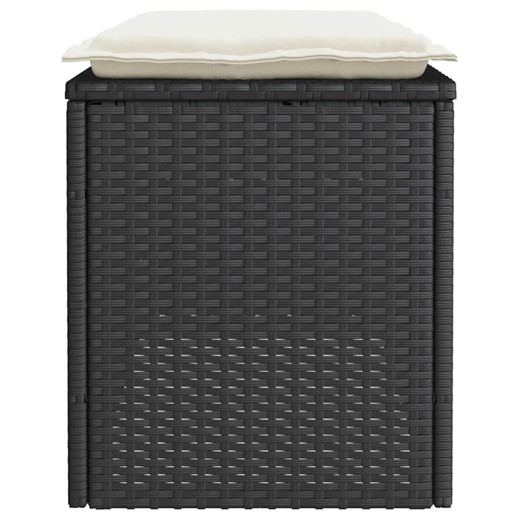 Dārza Sols Ar Spilvenu Melns 110X40X44 Cm Polirotangpalmas