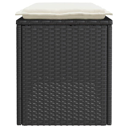 Dārza Sols Ar Spilvenu Melns 110X40X44 Cm Polirotangpalmas