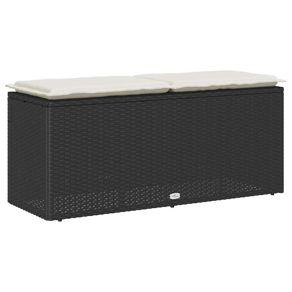 Dārza Sols Ar Spilvenu Melns 110X40X44 Cm Polirotangpalmas
