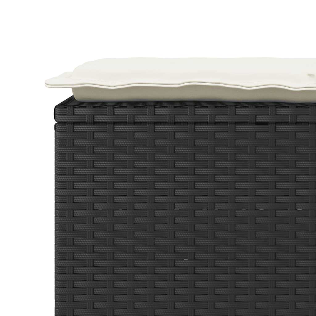 Dārza Sols Ar Spilvenu Melns 110X40X44 Cm Polirotangpalmas