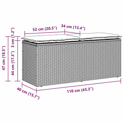 Dārza Sols Ar Spilvenu Melns 110X40X44 Cm Polirotangpalmas