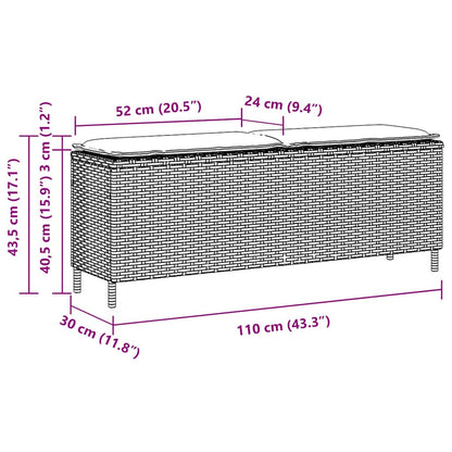 Dārza Sols Ar Spilvenu Melns 110X30X40,5 Cm Polirotangpalmas