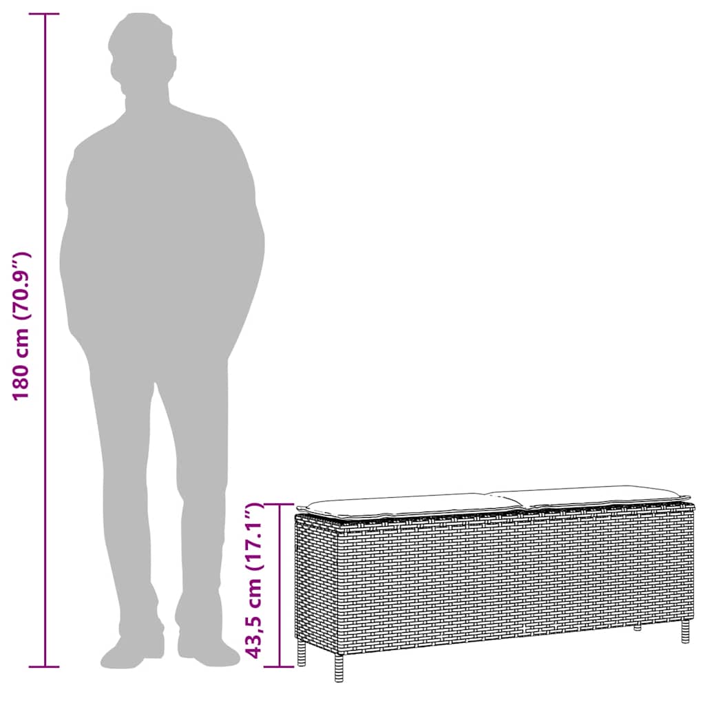 Dārza Sols Ar Spilvenu Melns 110X30X40,5 Cm Polirotangpalmas