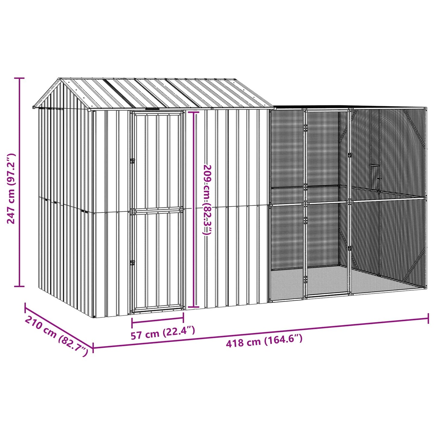 Putnu Būris Antracīts 418 X 210 X 247 Cm Cinkots Tērauds