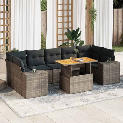 8-Daļīgs Dārza Dīvāna Komplekts, Matrači, Melna Pe Rotangpalma