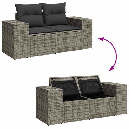 7-Daļīgs Dārza Dīvāna Komplekts, Matrači, Pelēka Pe Rotangpalma