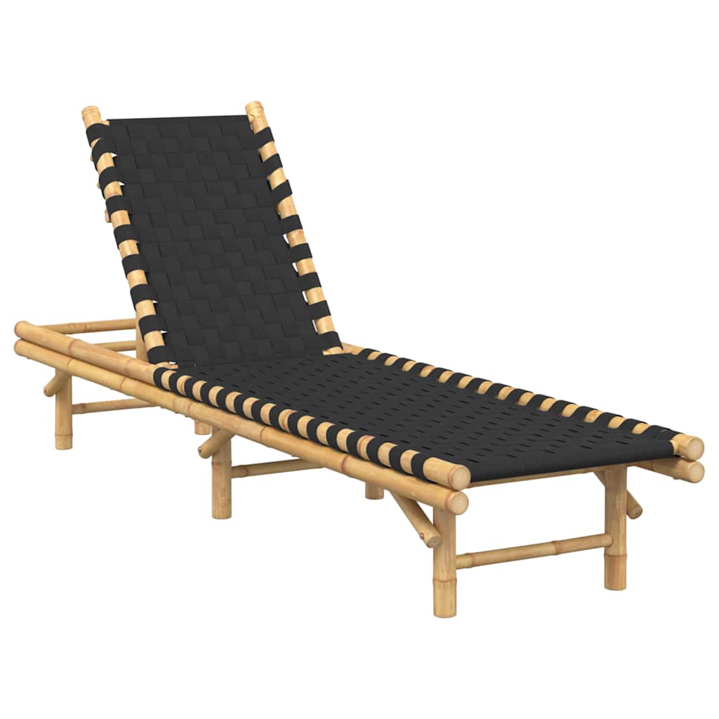 Sauļošanās Krēsls Ar Melnu Austu Sietu, 55X200X30 Cm, Bambuss