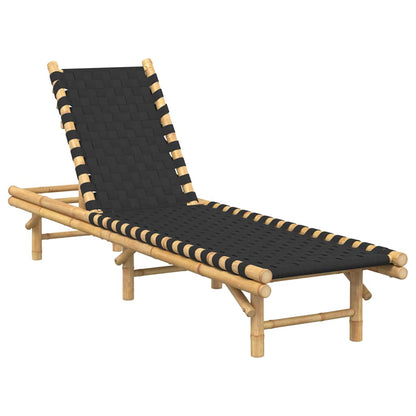 Sauļošanās Krēsls Ar Melnu Austu Sietu, 55X200X30 Cm, Bambuss