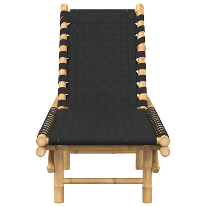 Sauļošanās Krēsls Ar Melnu Austu Sietu, 55X200X30 Cm, Bambuss