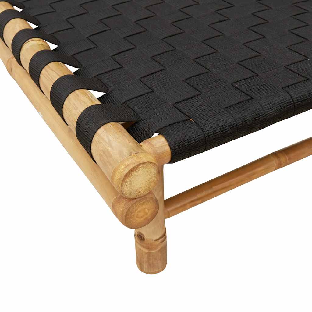 Sauļošanās Krēsls Ar Melnu Austu Sietu, 55X200X30 Cm, Bambuss