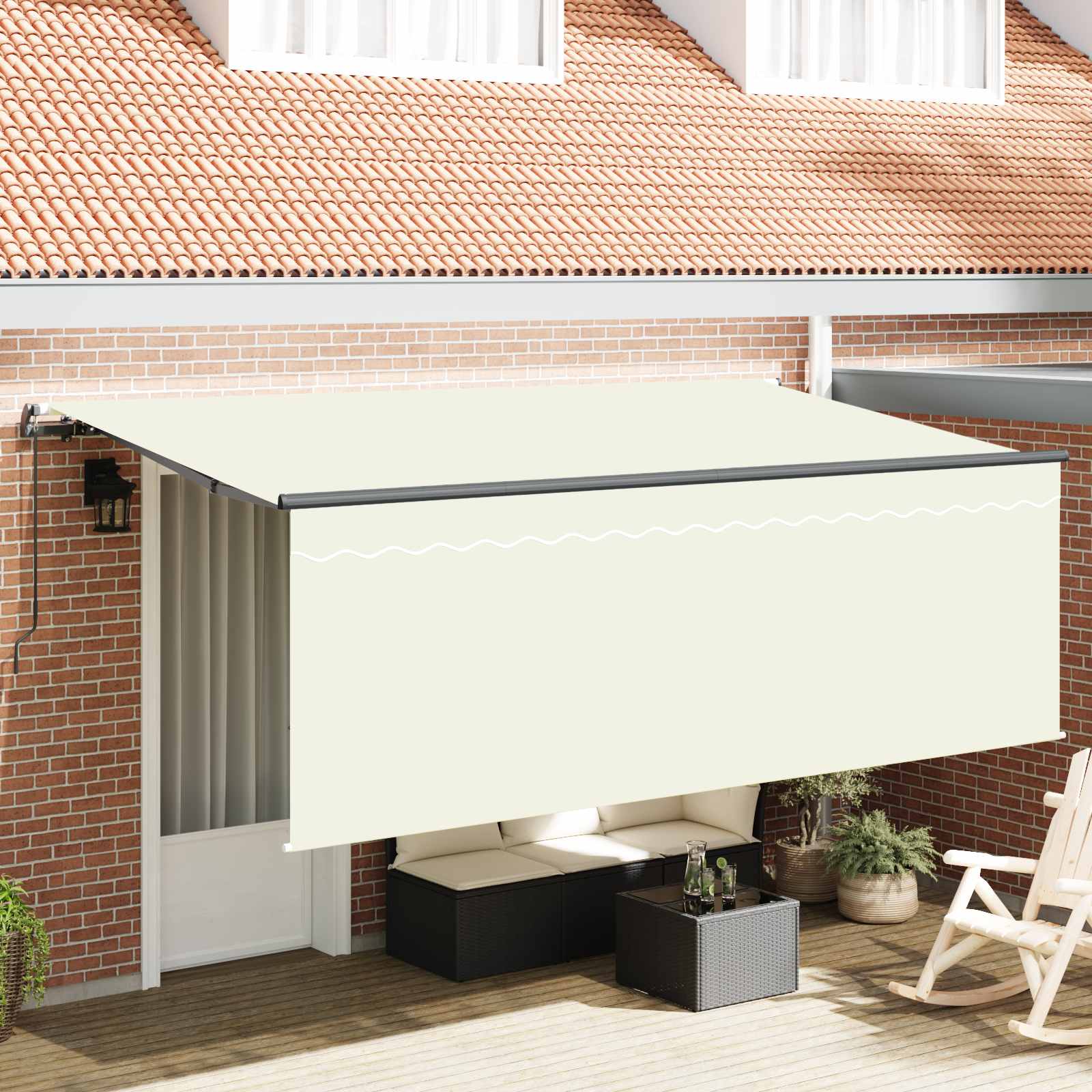 Nolokāms Markīze Krēmkrāsa 350 X 200 Cm Poliesters Un Alumīnijs
