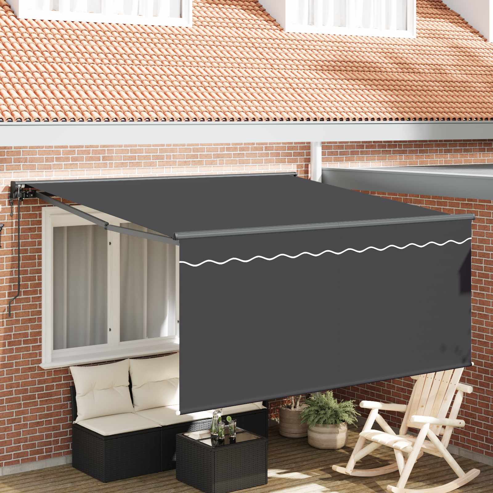 Nolokāms Markīze Antracīts 300 X 250 Cm Poliesters Un Alumīnijs