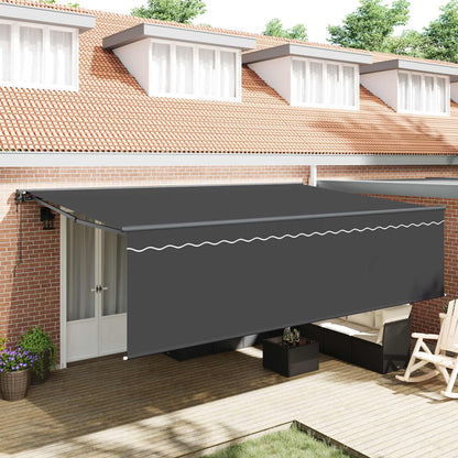 Nolokāms Markīze Antracīts 500 × 300 Cm Poliesters Un Alumīnijs