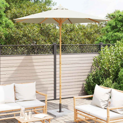 Dārza Parasols Ø 240 X 260 Cm Bambuss Apaļš Krēmkrāsas