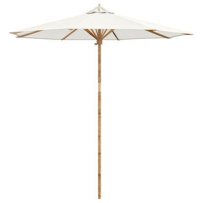 Dārza Parasols Ø 240 X 260 Cm Bambuss Apaļš Krēmkrāsas
