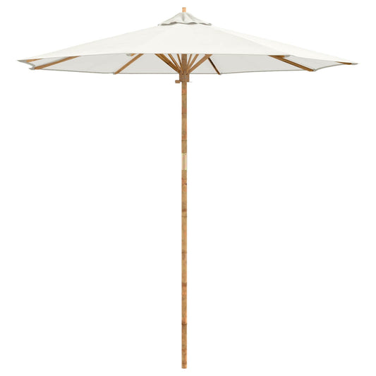 Dārza Parasols Ø 240 X 260 Cm Bambuss Apaļš Krēmkrāsas