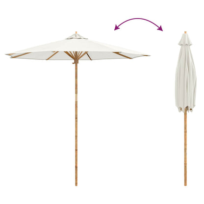 Dārza Parasols Ø 240 X 260 Cm Bambuss Apaļš Krēmkrāsas