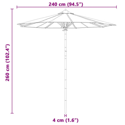 Dārza Parasols Ø 240 X 260 Cm Bambuss Apaļš Krēmkrāsas