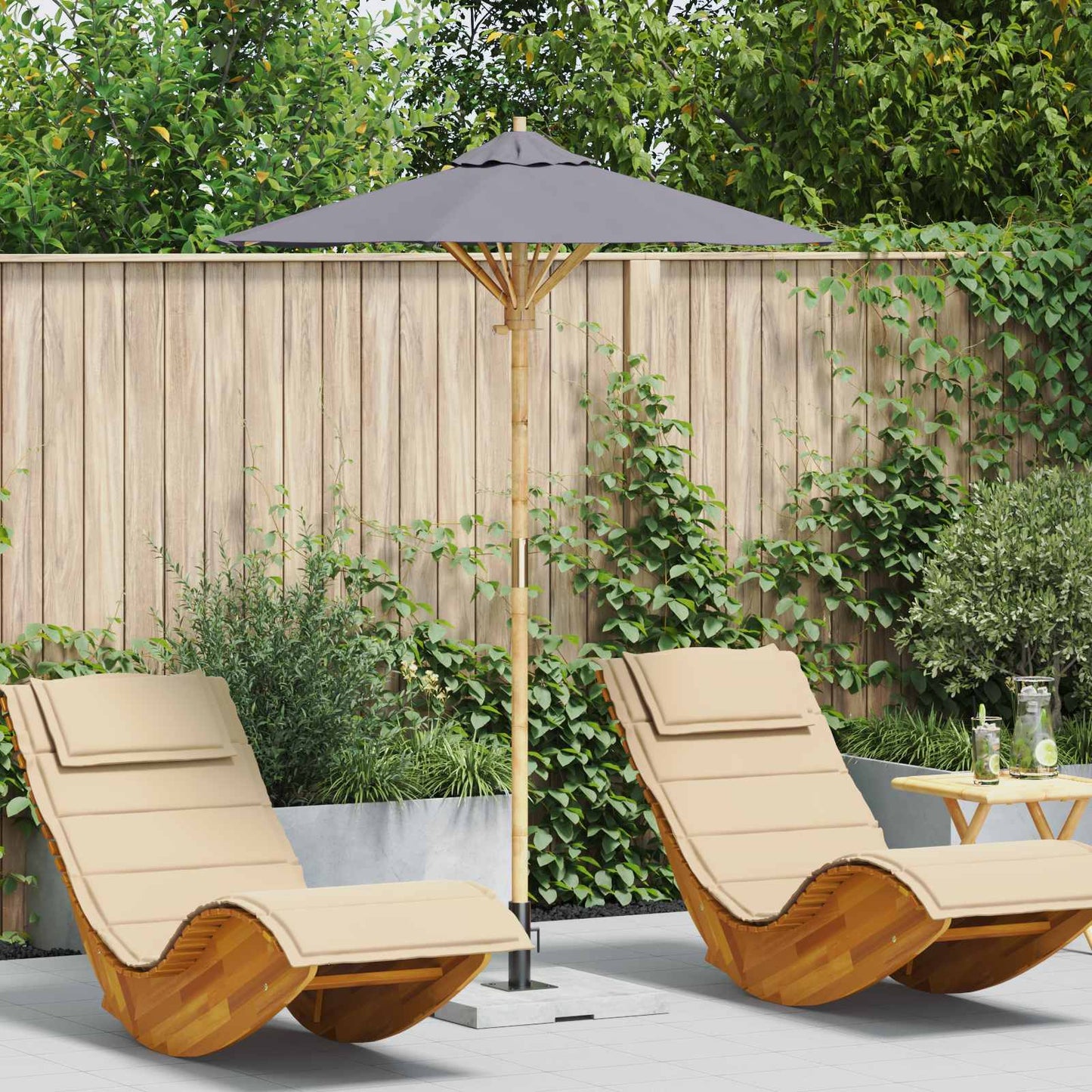 Dārza Parasols Ø 240 X 260 Cm Bambuss Apaļš