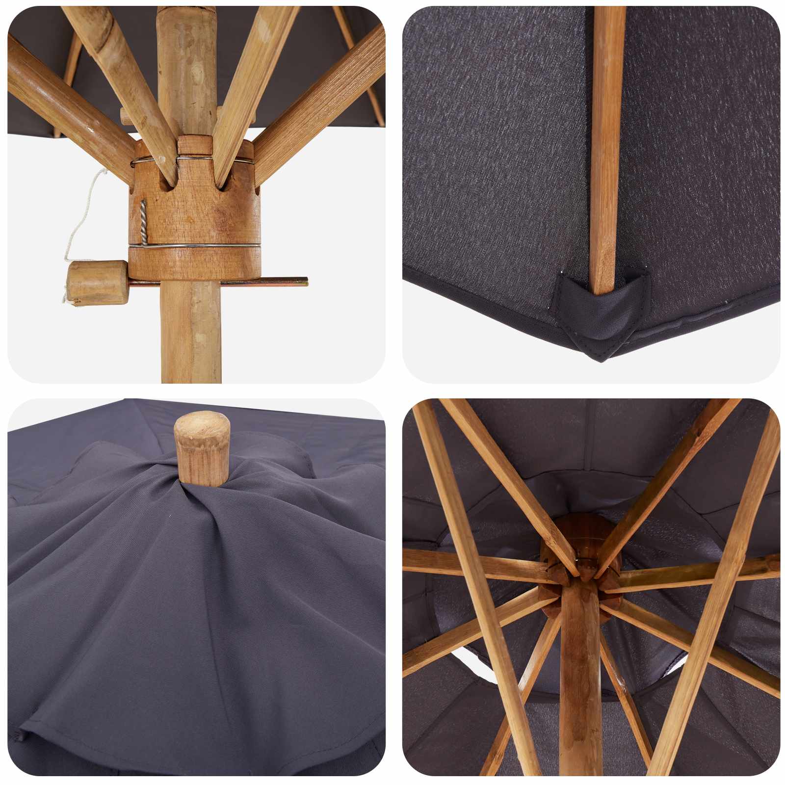 Dārza Parasols Ø 180 X 230 Cm Bambuss Apaļš