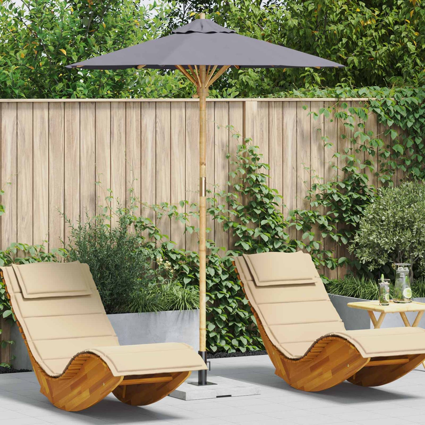 Dārza Parasols Ø 240 X 260 Cm Bambuss Apaļš