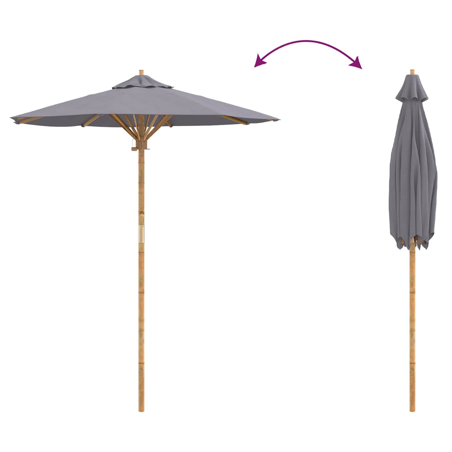 Dārza Parasols Ø 180 X 230 Cm Bambuss Apaļš