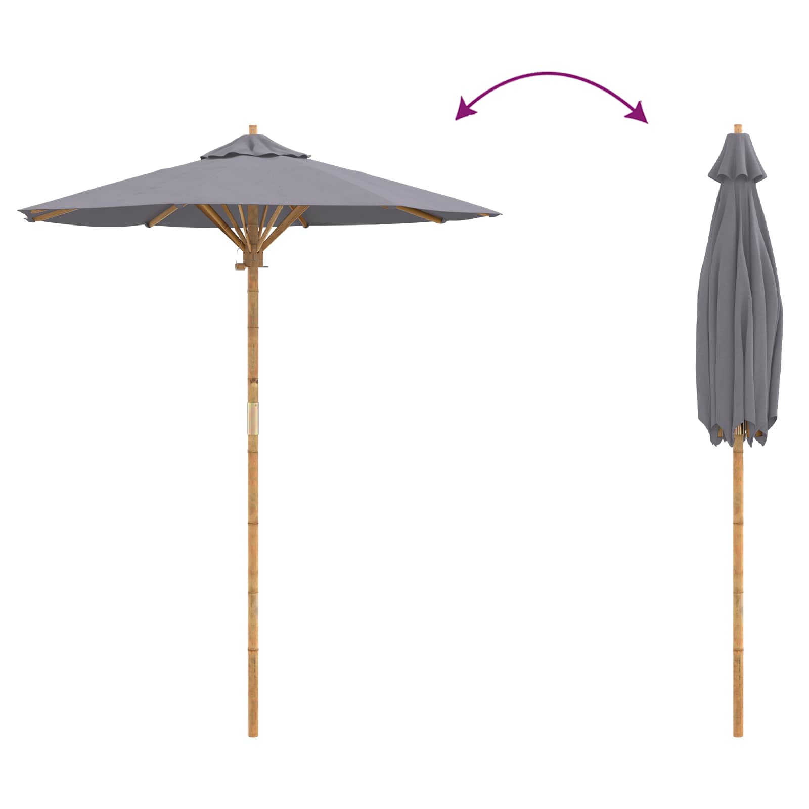 Dārza Parasols Ø 180 X 230 Cm Bambuss Apaļš