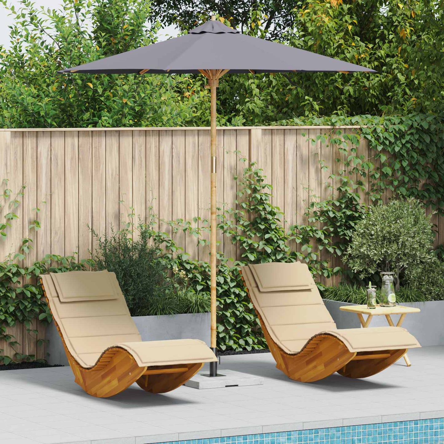 Dārza Parasols Ø 240 X 260 Cm Bambuss Apaļš