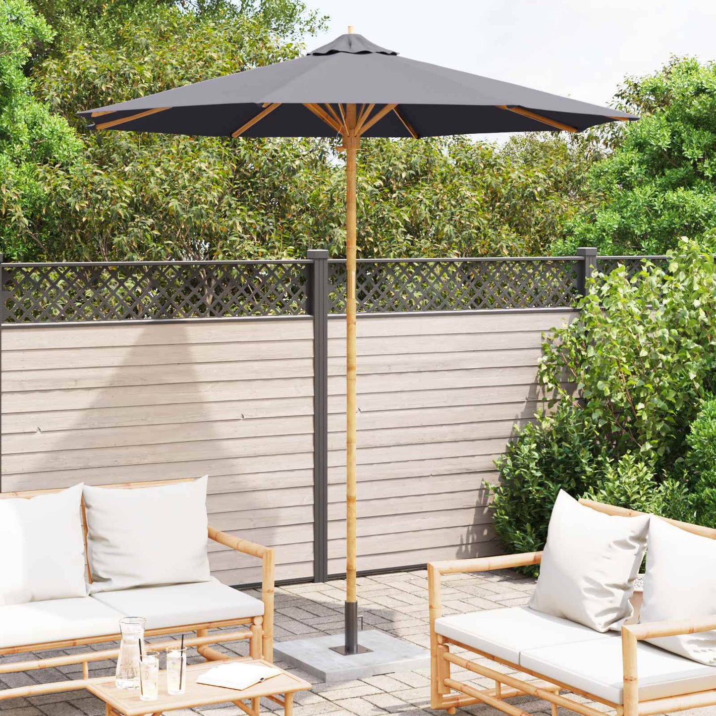 Dārza Parasols Ø 240 X 260 Cm Bambuss Apaļš