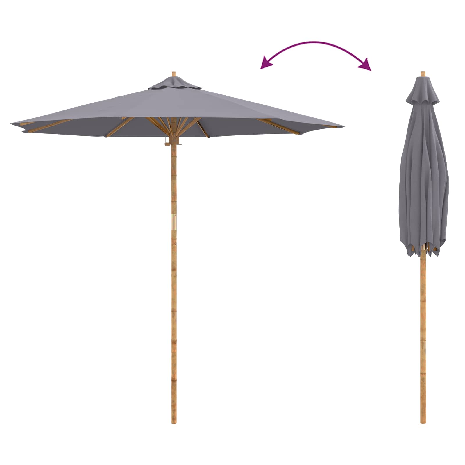 Dārza Parasols Ø 240 X 260 Cm Bambuss Apaļš
