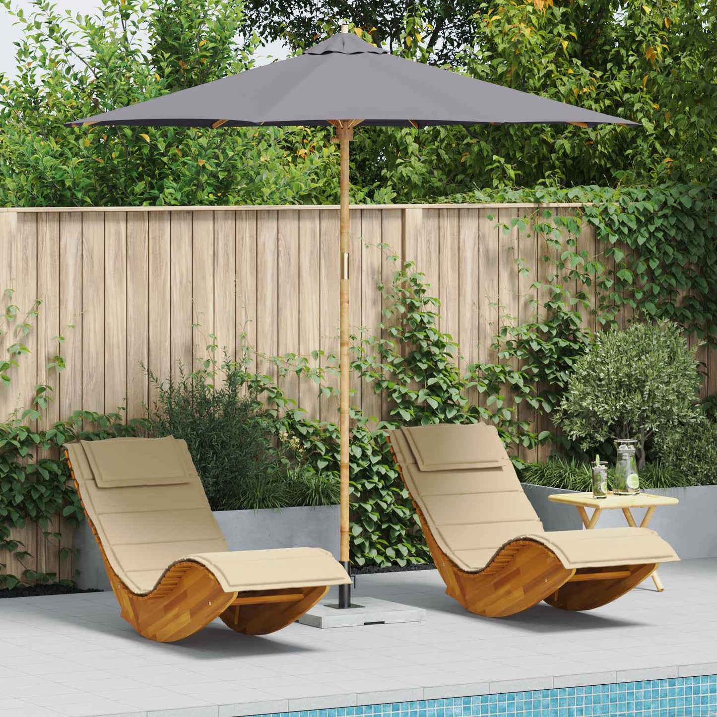 Dārza Parasols Ø 240 X 260 Cm Bambuss Apaļš