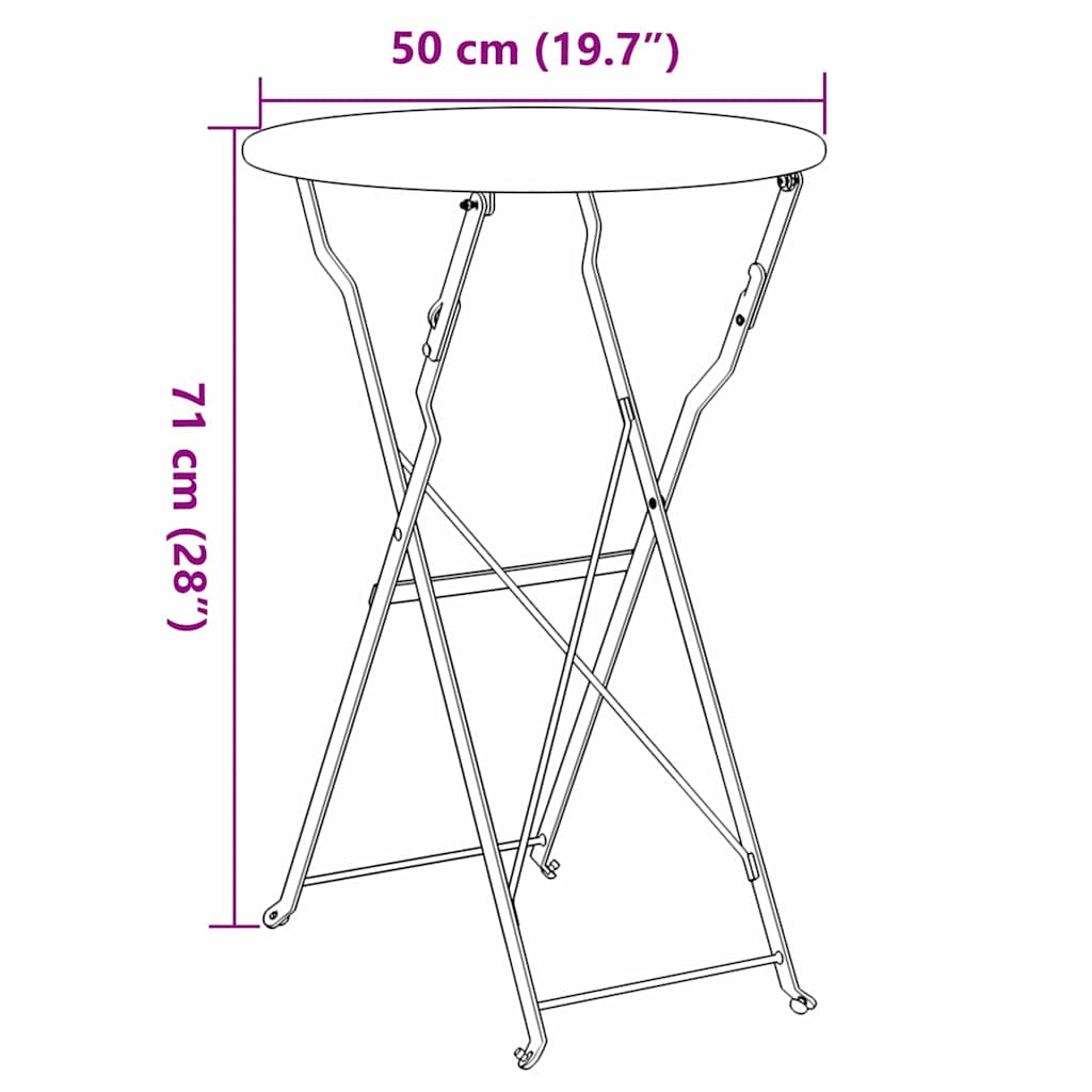 Bistro Galds Ø 50 X 71 Cm Pulverkrāsots Tērauds