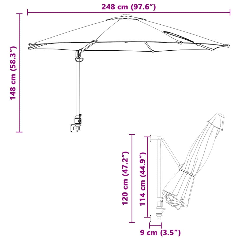 Dārza Parasols 248 X 248 X 148 Cm Poliesters Un Tērauds