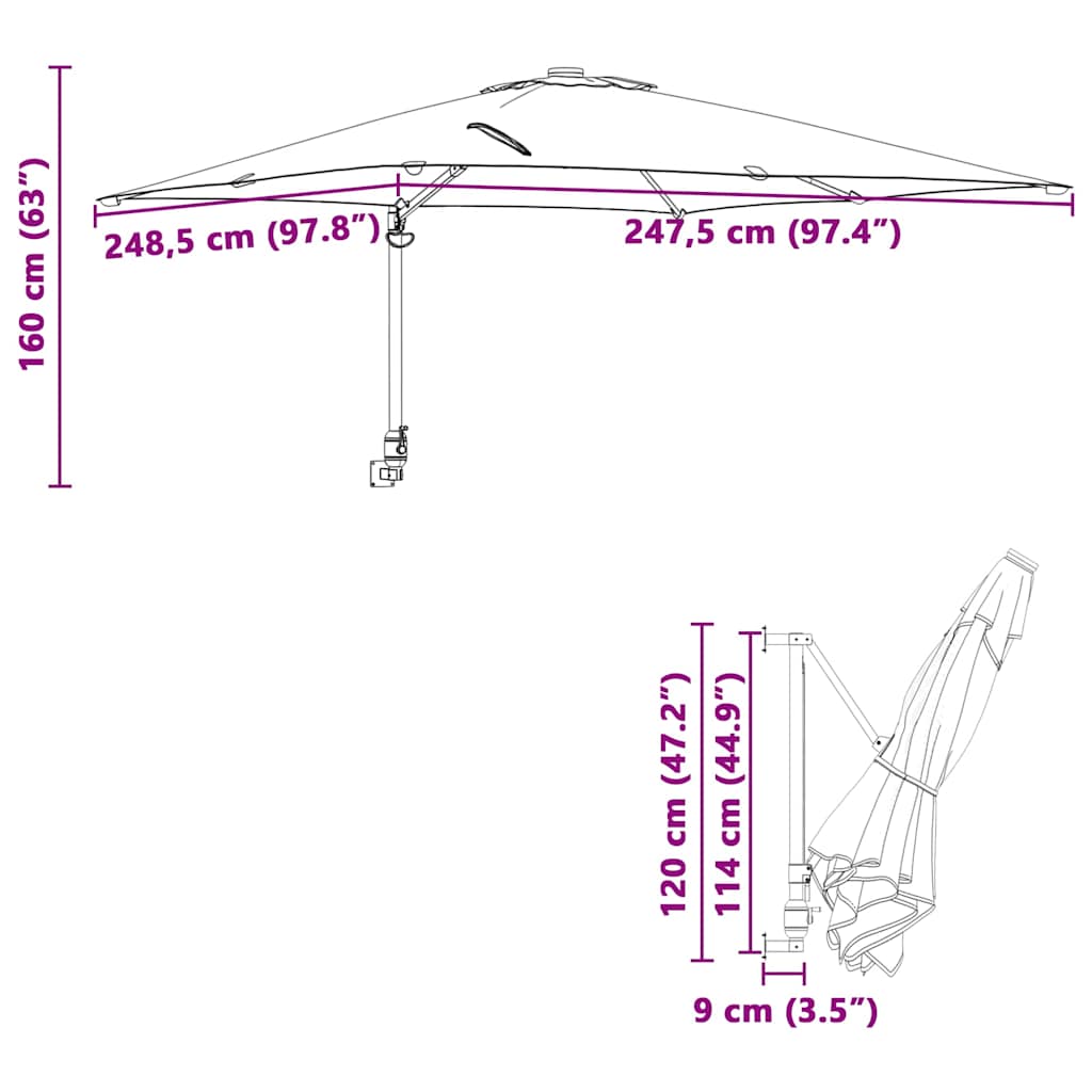 Dārza Parasols 248,5 X 247,5 X 160 Cm