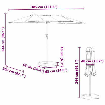 Dārza Parasols 385 X 209 X 244 Cm Poliesters Un Tērauds