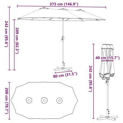 Dārza Parasols 370 X 197 X 239 Cm Poliesters Un Alumīnijs