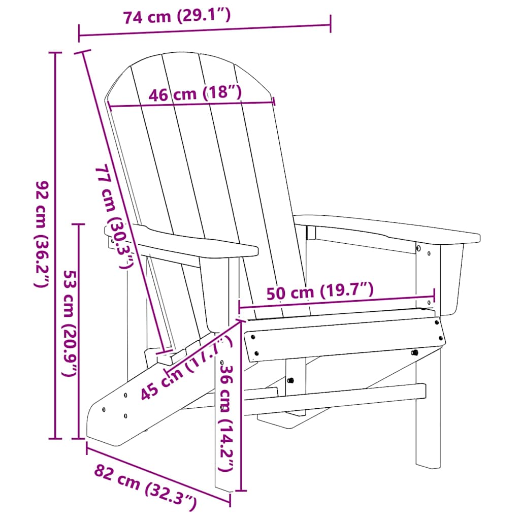 Adirondack Krēsls Tums Zils Hdpe