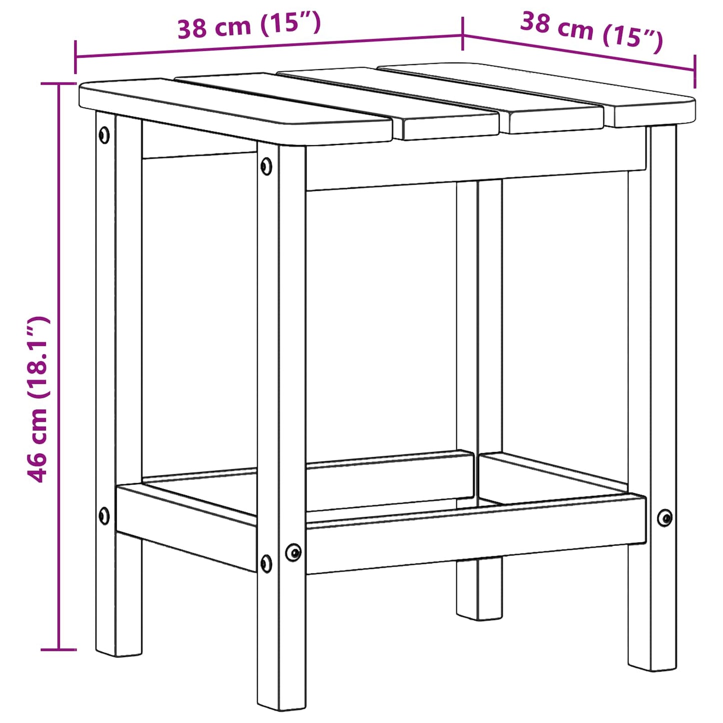 Sānu Galds 38 X 38 X 46 Cm Polietilēns