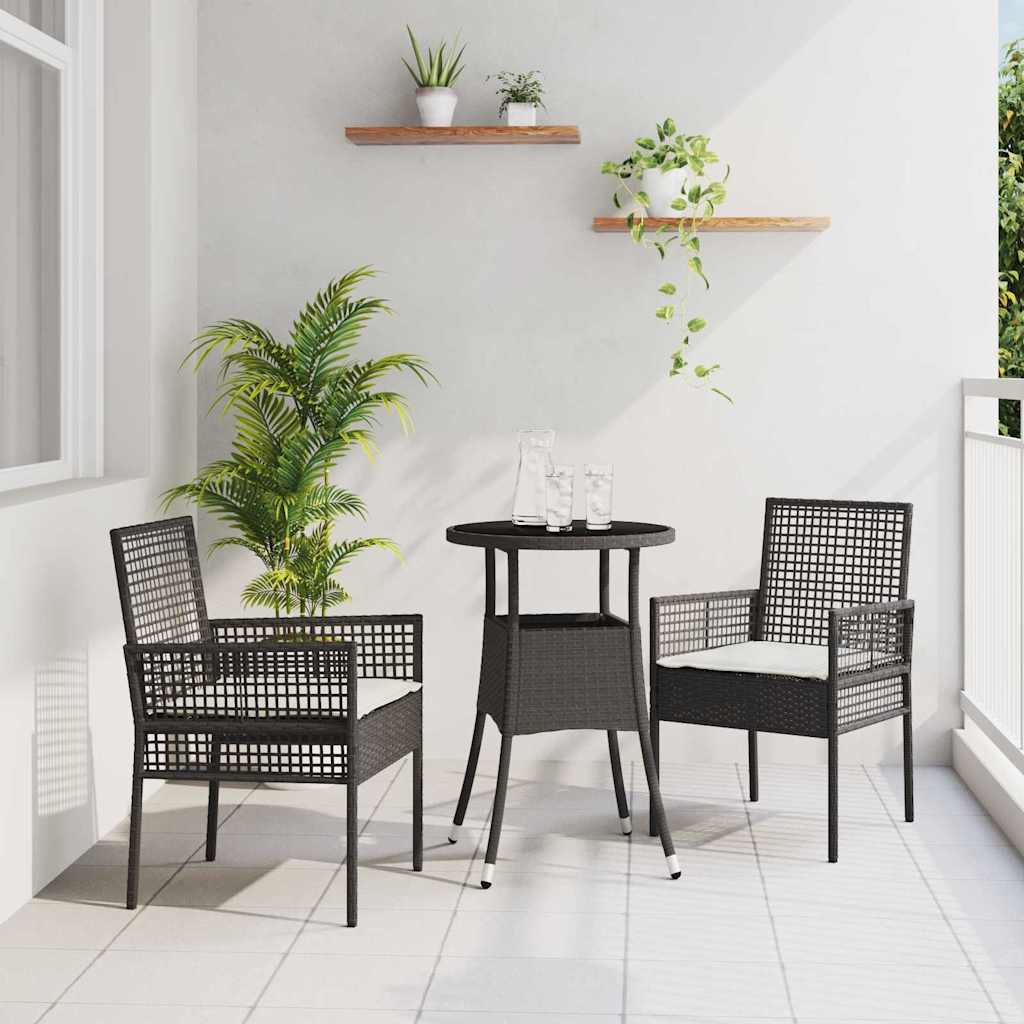 Dārza Ēdamgalds 3 Gab. Melna Poliratāns