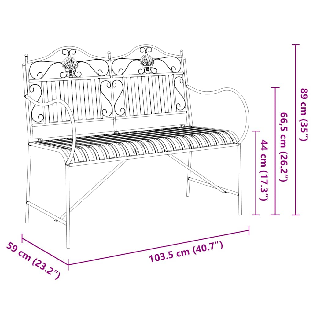Dārza Sols 2 -Seater 103,5 X 59 X 89 Cm Tērauds