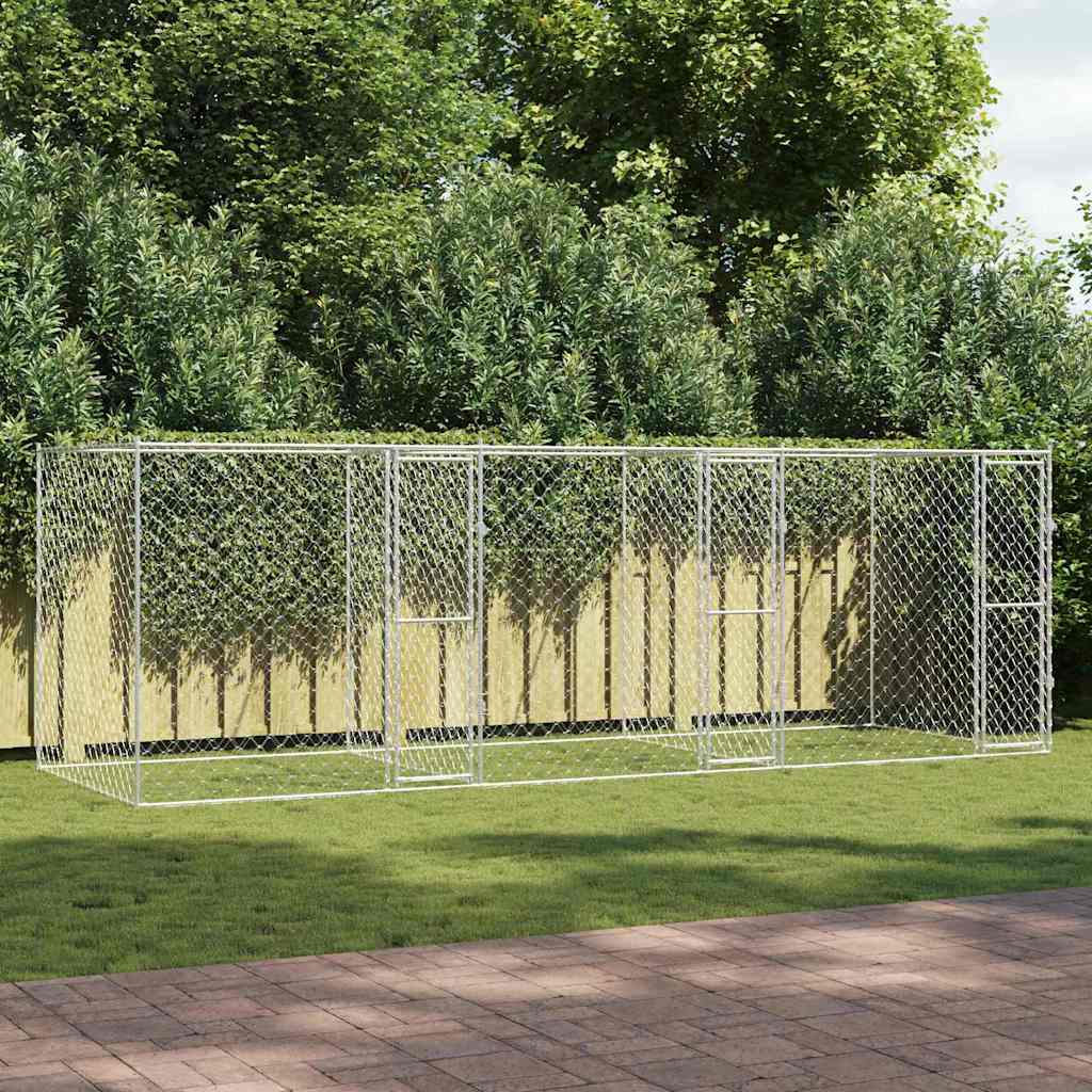 Suņu Būris Ar Durvīm, Pelēks, 2X2X1,5 M, Cinkots Tērauds