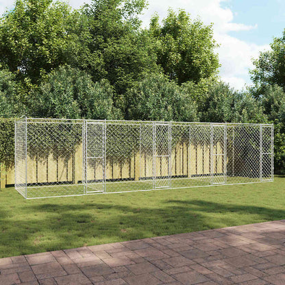 Suņu Būris Ar Durvīm, Pelēks, 2X2X1,5 M, Cinkots Tērauds