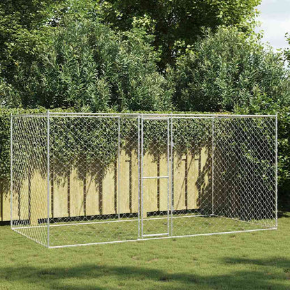 Suņu Būris Ar Durvīm, Pelēks, 2X2X1,5 M, Cinkots Tērauds