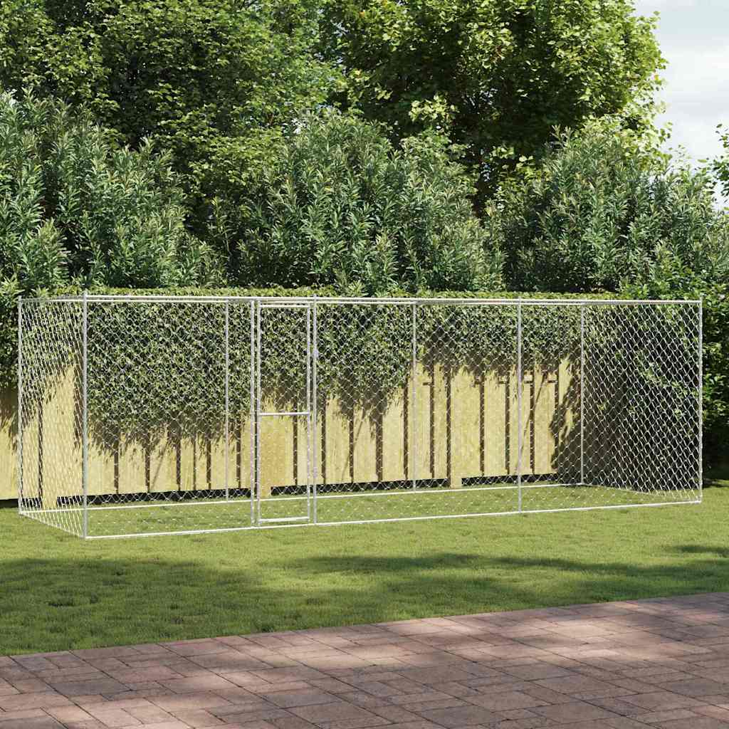 Suņu Būris Ar Durvīm, Pelēks, 2X2X1,5 M, Cinkots Tērauds