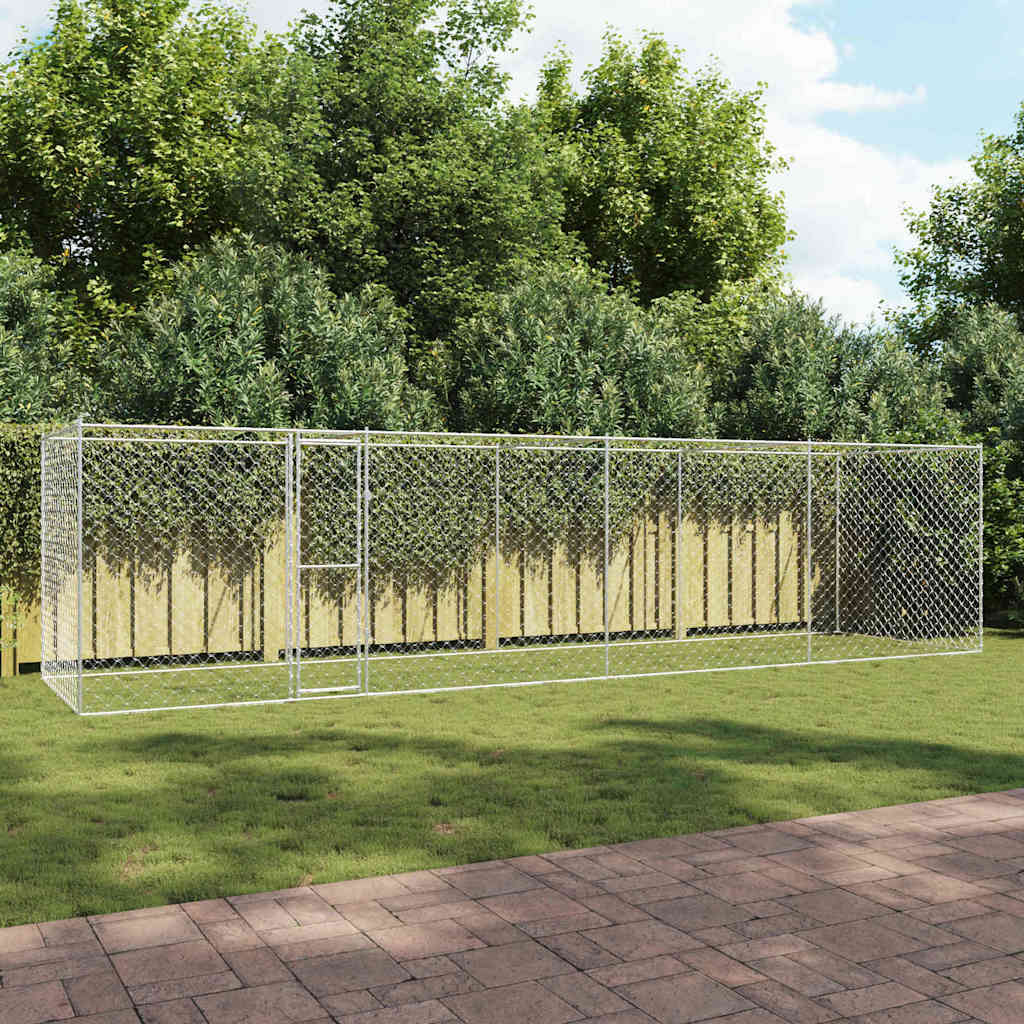 Suņu Būris Ar Durvīm, Pelēks, 2X2X1,5 M, Cinkots Tērauds