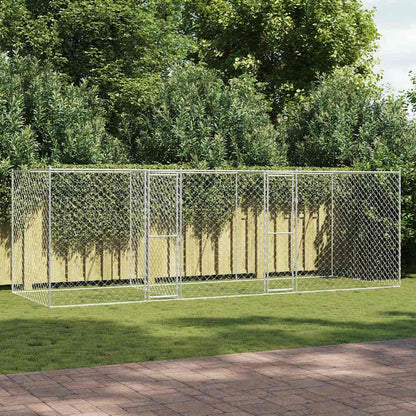 Suņu Būris Ar Durvīm, Pelēks, 2X2X1,5 M, Cinkots Tērauds